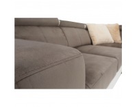 Rohová sedačka U s rozkladom a úložným priestorom Kamelia P - biela / hnedá