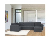 Rohová sedačka U s rozkladom a úložným priestorom Kazara L - sivá / svetlé šitie