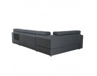 Rohová sedačka U s rozkladom a úložným priestorom Kazara L - sivá / svetlé šitie