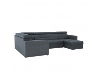 Rohová sedačka U s rozkladom a úložným priestorom Kazara L - sivá / svetlé šitie