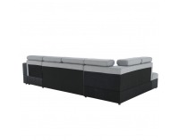 Rohová sedačka U s rozkladom a úložným priestorom Vasto L - čierna / svetlosivá