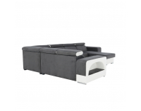 Rohová sedačka U s rozkladom a úložným priestorom Kamelia L - biela / sivá