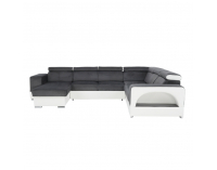 Rohová sedačka U s rozkladom a úložným priestorom Kamelia P - biela / sivá