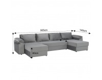 Rohová sedačka U s rozkladom a úložným priestorom Dalas L/P - sivá