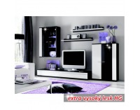 Obývacia stena Canes - biela / čierny vysoký lesk