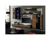 Obývacia stena Canes - slivka / čierny vysoký lesk