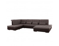 Rohová sedačka U s rozkladom Resta L - tmavohnedá / hnedá melírovaná
