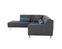 Rohová sedačka s rozkladom Derba L - tmavosivá / petrolejová