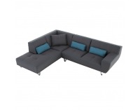 Rohová sedačka s rozkladom Derba L - tmavosivá / petrolejová