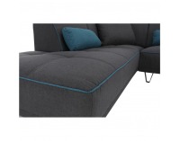 Rohová sedačka s rozkladom Derba L - tmavosivá / petrolejová