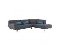 Rohová sedačka s rozkladom Derba P - tmavosivá / petrolejová