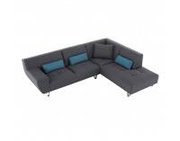 Rohová sedačka s rozkladom Derba P - tmavosivá / petrolejová