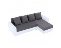Rohová sedačka s rozkladom a úložným priestorom Oxford L/P - biela / sivá