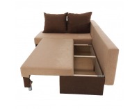 Rohová sedačka s rozkladom a úložným priestorom Kario L/P - béžová / čokoládová