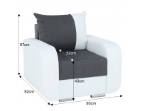 Rozkladacia sedacia súprava Mono 3+2+1 - biela / čierna