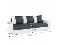 Rozkladacia sedacia súprava Mono 3+2+1 - biela / čierna