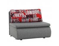 Rozkladacie kreslo s úložným priestorom Keny - sivá / vzor (Tokyo red)