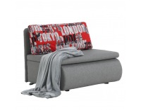 Rozkladacie kreslo s úložným priestorom Keny - sivá / vzor (Tokyo red)