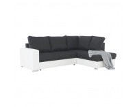 Rohová sedačka s rozkladom a úložným priestorom Waran P - biela / čierna