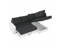 Rohová sedačka s rozkladom a úložným priestorom Waran P - biela / čierna