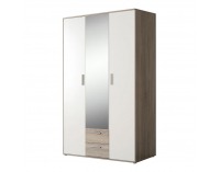 Trojdverová skriňa so zrkadlom Pano 83 3D - dub sonoma / biela