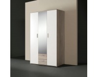 Trojdverová skriňa so zrkadlom Pano 83 3D - dub sonoma / biela