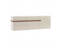 Skrinka na stenu Lynatet 67 - biely vysoký lesk / dub sonoma truflový