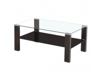 Konferenčný stolík Jago - wenge / číre a čierne sklo