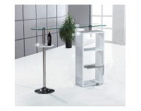 Barový stôl Melina New - biely lesk / číre sklo / chróm