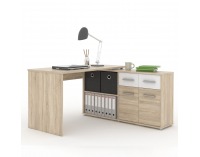 Rohový PC stolík Rafael - dub sonoma / biela