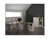 Rohový PC stolík Maurus MA11 - dub sonoma / biela