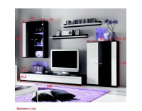 Obývacia stena Canes - biela / čierny vysoký lesk