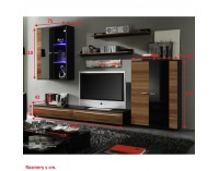 Obývacia stena Canes - slivka / čierny vysoký lesk