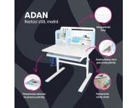 Rastúci písací stolík Adan - modrá / biela