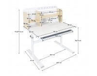 Rastúci písací stolík Adan - prírodná / biela