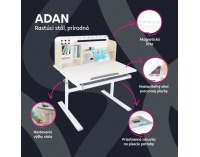 Rastúci písací stolík Adan - prírodná / biela
