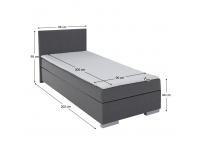 Čalúnená jednolôžková posteľ s úložným priestorom Adara 90x200 cm - sivá