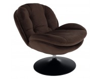 Dizajnové otočné kreslo s podnožou Adelmo - hnedá (Velvet)