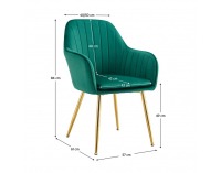 Jedálenské kreslo Adlam New - smaragdová (Velvet) / zlatá