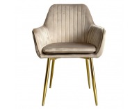 Jedálenské kreslo Adlar - sivohnedá (taupe) Velvet / zlatá