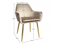 Jedálenské kreslo Adlar - sivohnedá (taupe) Velvet / zlatá