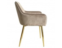 Jedálenské kreslo Adlar - sivohnedá (taupe) Velvet / zlatá