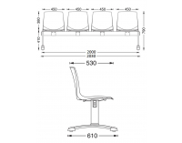 Plastová lavica (4-miestna) do čakární Adon 4 - svetlozelená / čierna