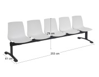 Plastová lavica (5-miestna) do čakární Adon 5 - biela / čierna