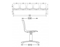 Plastová lavica (5-miestna) do čakární Adon 5 - biela / čierna