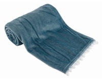 Plyšová deka s brmbolcami Akra 130x150 cm - modrá