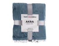 Plyšová deka s brmbolcami Akra 130x150 cm - modrá