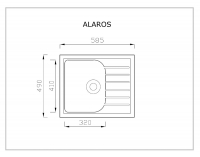 Granitový kuchynský drez Alaros 58,5x49 cm - sivá