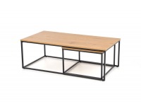 Konferenčný stolík (2 ks) Alaska - dub zlatý / čierna