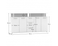 Štvordverová komoda so zásuvkami Albi - biela